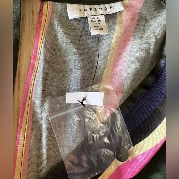 TopShop stripe print front knot flare sleeve minidress - size 4 NWOT - Picture 8 of 9